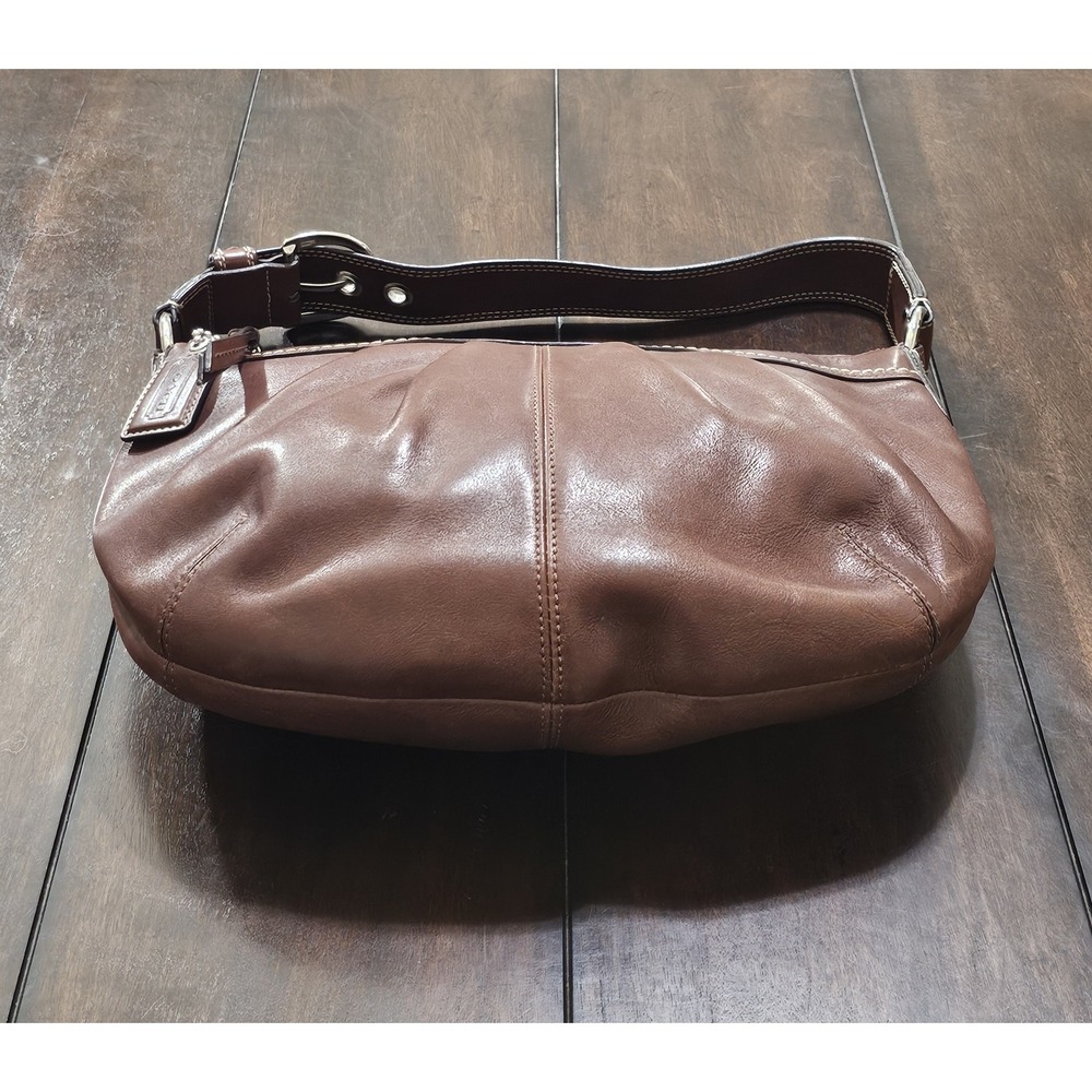 Genuine Coach Hobo Brown Pleated Soho Leather Shoulder Bag F13730 - Picture 3 of 7